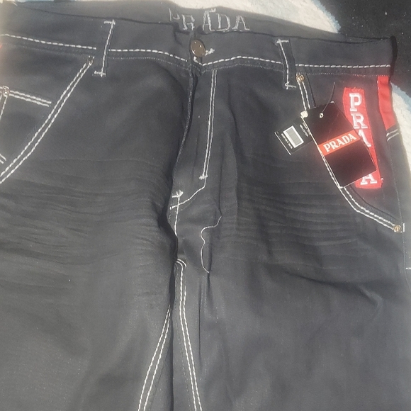 Prada Black Jeans with Red Waistband - Picture 2 of 2